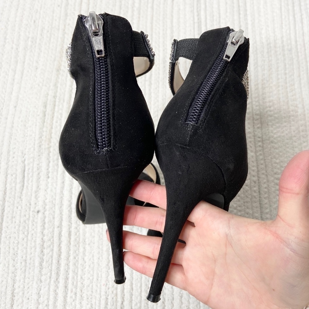 NEW Boston Proper Rabia Black Rhinestone Heels 8.5 - Picture 6 of 8